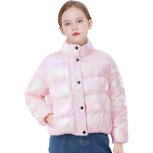 imageWULFUL Girls Winter Puffer Jacket Lightwight Warm Coat ShortGradient Pink