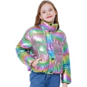imageWULFUL Girls Winter Puffer Jacket Lightwight Warm Coat ShortGradient Purple