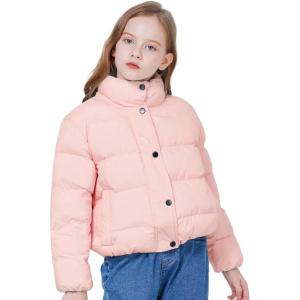 imageWULFUL Girls Winter Puffer Jacket Lightwight Warm Coat ShortPink