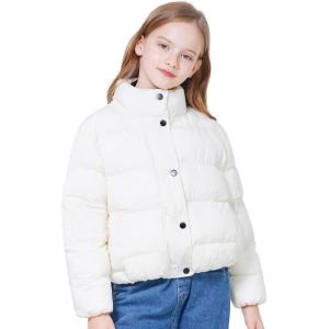imageWULFUL Girls Winter Puffer Jacket Lightwight Warm Coat ShortWhite