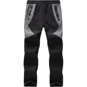 imageWULFUL Kids Waterproof Snow Ski Pants Boys Girls Outdoor Winter Fleece Hiking Insulated Snowboard PantsBlack  Grey