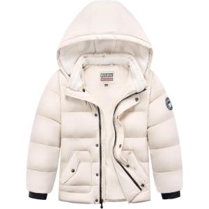 imageWULFUL Kids Winter Coat Detachable Hat Puffer Windbreaker Warm Cotton Jacket