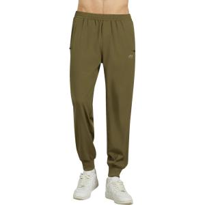 imageWULFUL Mens Athletic Running Joggers Workout Gym Pants Lightweight Track Casual Pant with Zipper PocketsArmy Green