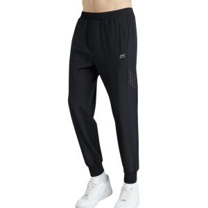 imageWULFUL Mens Athletic Running Joggers Workout Gym Pants Lightweight Track Casual Pant with Zipper PocketsBlack