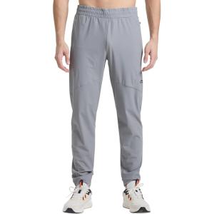imageWULFUL Mens Athletic Running Joggers Workout Gym Pants Lightweight Track Casual Pant with Zipper PocketsGrey026