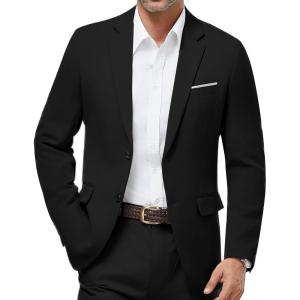 imageWULFUL Mens Casual Blazer Suit Jackets Slim Fit Two Button Sport Coats Lightweight Business JacketBlack