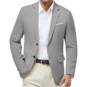 imageWULFUL Mens Casual Blazer Suit Jackets Slim Fit Two Button Sport Coats Lightweight Business JacketLight Grey