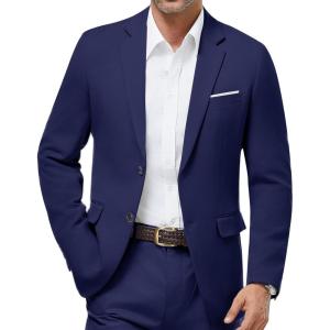imageWULFUL Mens Casual Blazer Suit Jackets Slim Fit Two Button Sport Coats Lightweight Business JacketNavy