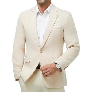 imageWULFUL Mens Casual Sport Coat Blazer Lightweight One Button Suit JacketsBeigenew