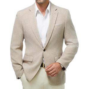 imageWULFUL Mens Casual Sport Coat Blazer Lightweight One Button Suit JacketsLight Brown