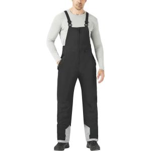 imageWULFUL Mens Insulated Snow Bibs Waterproof Winter Ski Pants Snowboarding OverallsBlack