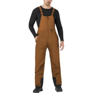 imageWULFUL Mens Insulated Snow Bibs Waterproof Winter Ski Pants Snowboarding OverallsBrown