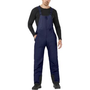 imageWULFUL Mens Insulated Snow Bibs Waterproof Winter Ski Pants Snowboarding OverallsNavy