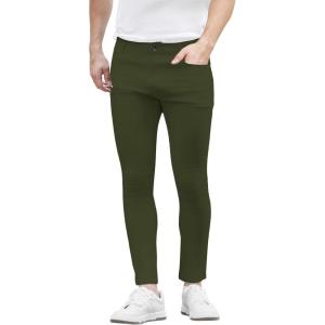 imageWULFUL Mens Jeans Slim Fit Skinny Jeans Stretch Pants Tapered Leg Expandable Waist Denim PantsArmy Green