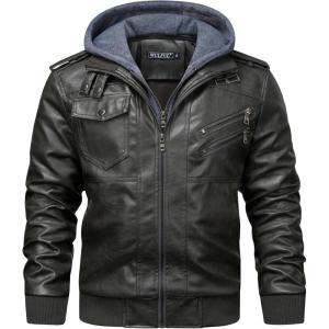 imageWULFUL Mens Leather Jackets Faux Leather Jacket for Men Lapel ZipUp Slim Fit CoatDark Grey022