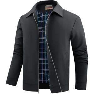 imageWULFUL Mens Lightweight Jackets Casual Windbreaker Stylish Light Golf Work Dress BusinessDeep Grey