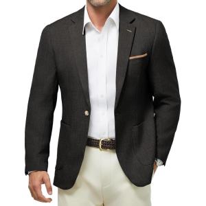 imageWULFUL Mens Sport Coats Blazers Linen Cotton Blazer Regular Fit One Button Suit JacketBlack