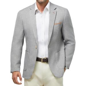 imageWULFUL Mens Sport Coats Blazers Linen Cotton Blazer Regular Fit One Button Suit JacketGrey