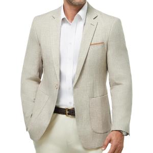 imageWULFUL Mens Sport Coats Blazers Linen Cotton Blazer Regular Fit One Button Suit JacketLight Blue