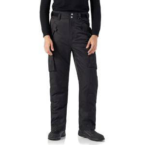 imageWULFUL Mens Waterproof Insulated Ski Snow Pants Winter Snowboarding Cargo Pants with MultiPocketsBlack