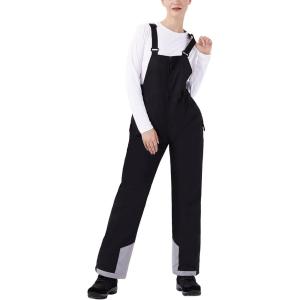 imageWULFUL Womens Insulated Snow Bibs Waterproof Winter Ski Pants Snowboarding OverallsBlack