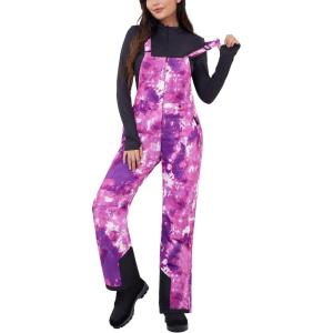 imageWULFUL Womens Insulated Snow Bibs Waterproof Winter Ski Pants Snowboarding OverallsCamo Star