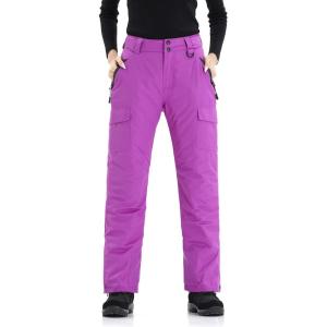 imageWULFUL Womens Insulated Snow Ski Pants Waterproof Winter Snowboarding Skiing Cargo Pants
