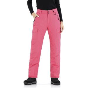 imageWULFUL Womens Insulated Snow Ski Pants Waterproof Winter Snowboarding Skiing Cargo PantsRose Red