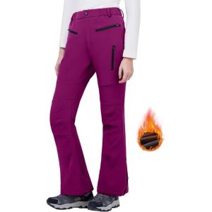 imageWULFUL Womens Snow Ski Pants Waterproof Insulated Fleece Lined Winter Softshell Hiking PantsPurple