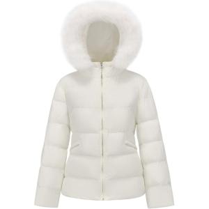 imageWULFUL Womens Winter Coats Warm Lightweight Thicken Puffer Jackets with FauxFur HoodBeige