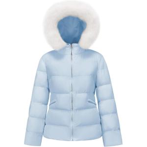 imageWULFUL Womens Winter Coats Warm Lightweight Thicken Puffer Jackets with FauxFur HoodLight Blue