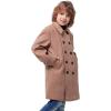 imageWULFUL Boys Double Breasted Wool Trench Coat Winter Pea CoatBrown