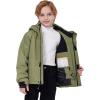 imageWULFUL Boys Waterproof Ski Jacket Kids Winter Snow Coat OutdoorArrny Green
