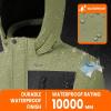 imageWULFUL Boys Waterproof Ski Jacket Kids Winter Snow Coat OutdoorArrny Green