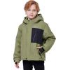 imageWULFUL Boys Waterproof Ski Jacket Kids Winter Snow Coat OutdoorArrny Green