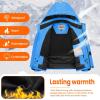 imageWULFUL Boys Waterproof Ski Jacket Kids Winter Snow Coat OutdoorBlue