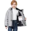 imageWULFUL Boys Waterproof Ski Jacket Kids Winter Snow Coat OutdoorGrey