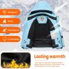 imageWULFUL Boys Waterproof Ski Jacket Kids Winter Snow Coat OutdoorLight Blue