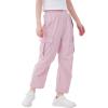 imageWULFUL Girls Cargo Pants Lightweight Wide Leg Streetwear with Pockets Kids Jogger Trouser 616 YearsPink