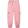 imageWULFUL Girls Casual Cargo Jogger Pants Adjustable Waist Pink