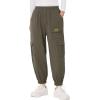 imageWULFUL Girls Casual Cargo Jogger Pants Adjustable WaistArmy Green