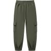 imageWULFUL Girls Casual Cargo Jogger Pants Adjustable WaistArmy Green