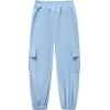 imageWULFUL Girls Casual Cargo Jogger Pants Adjustable WaistBlue