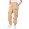 imageWULFUL Girls Casual Cargo Jogger Pants Adjustable WaistKhaki