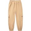 imageWULFUL Girls Casual Cargo Jogger Pants Adjustable WaistKhaki