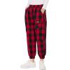 imageWULFUL Girls Casual Cargo Jogger Pants Adjustable WaistRed Black Plaid