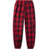 imageWULFUL Girls Casual Cargo Jogger Pants Adjustable WaistRed Black Plaid