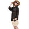 imageWULFUL Girls Crochet Long Sleeve Swimwear Cover Up Summer Beach Dress SwimsuitBlack