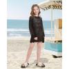 imageWULFUL Girls Crochet Long Sleeve Swimwear Cover Up Summer Beach Dress SwimsuitBlack