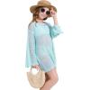 imageWULFUL Girls Crochet Long Sleeve Swimwear Cover Up Summer Beach Dress SwimsuitGreen